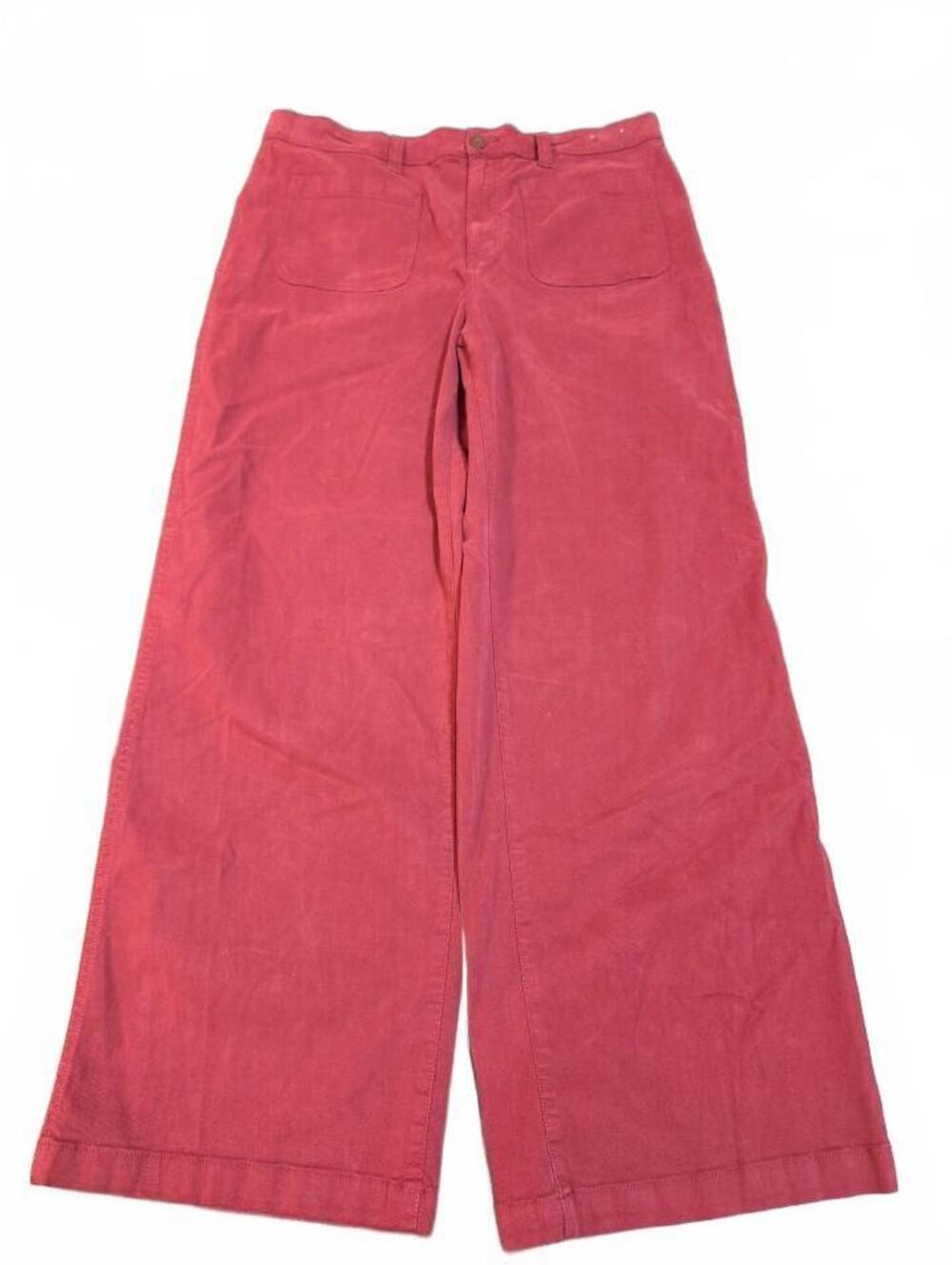 Madewell Pants Womens Emette Wide Leg Size 32 High Rise Burgundy/Wine Color